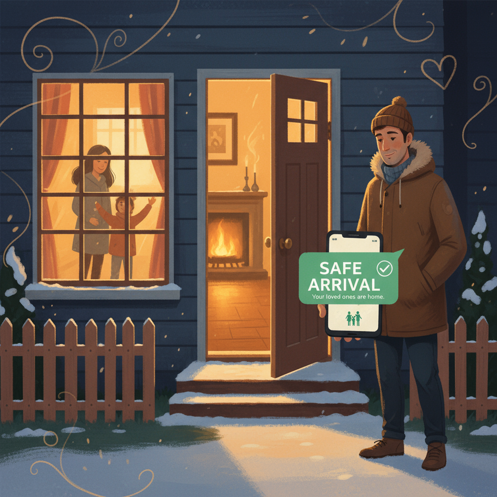 Safe arrival notification when family member gets home