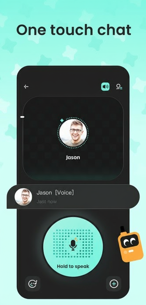 Linkly app one-touch voice chat feature with user pressing Hold to speak button for instant messaging